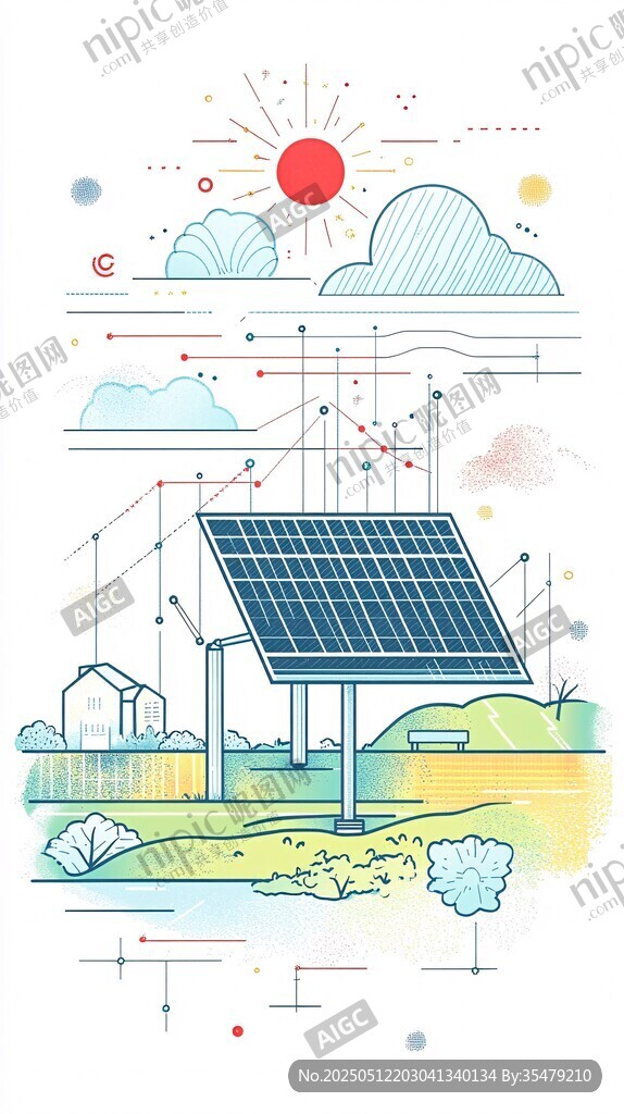 太陽能板的戶外清新場景