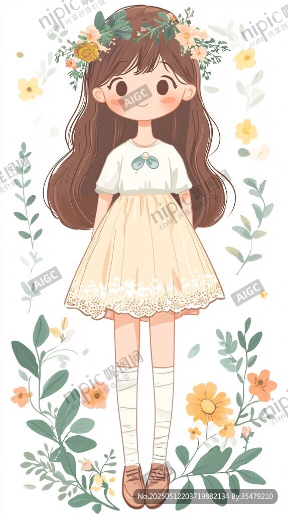 花飾少女的甜美清新形象