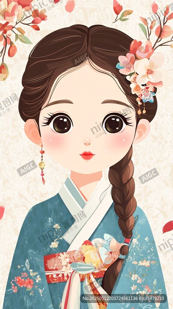 古風(fēng)少女發(fā)髻簪花美如畫