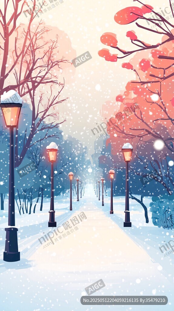 冬日雪中小徑的夢幻美景