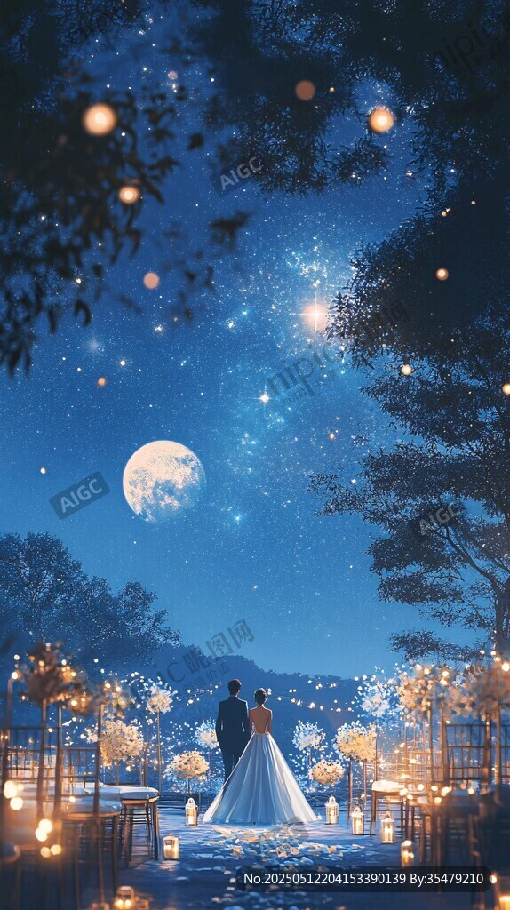 月下浪漫婚禮場景