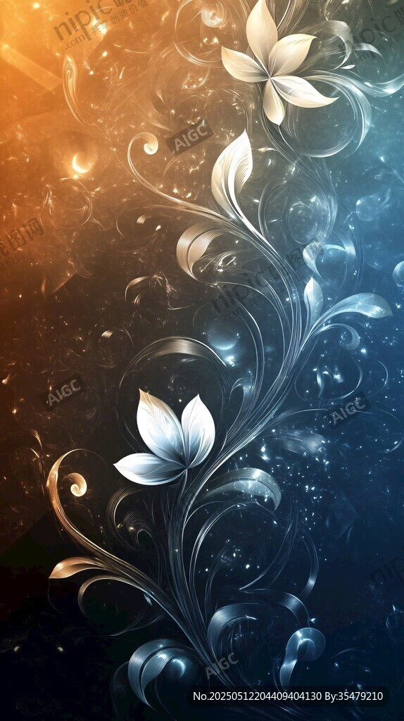 夢(mèng)幻花卉光效背景圖案