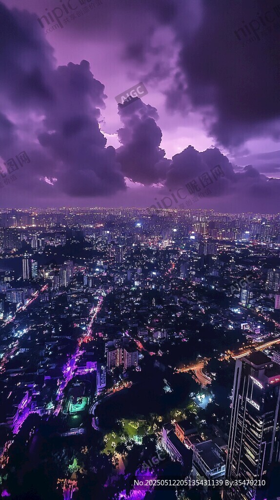 夜幕下的絢爛都市景觀