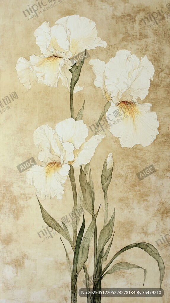 白色鳶尾花卉藝術(shù)畫(huà)作
