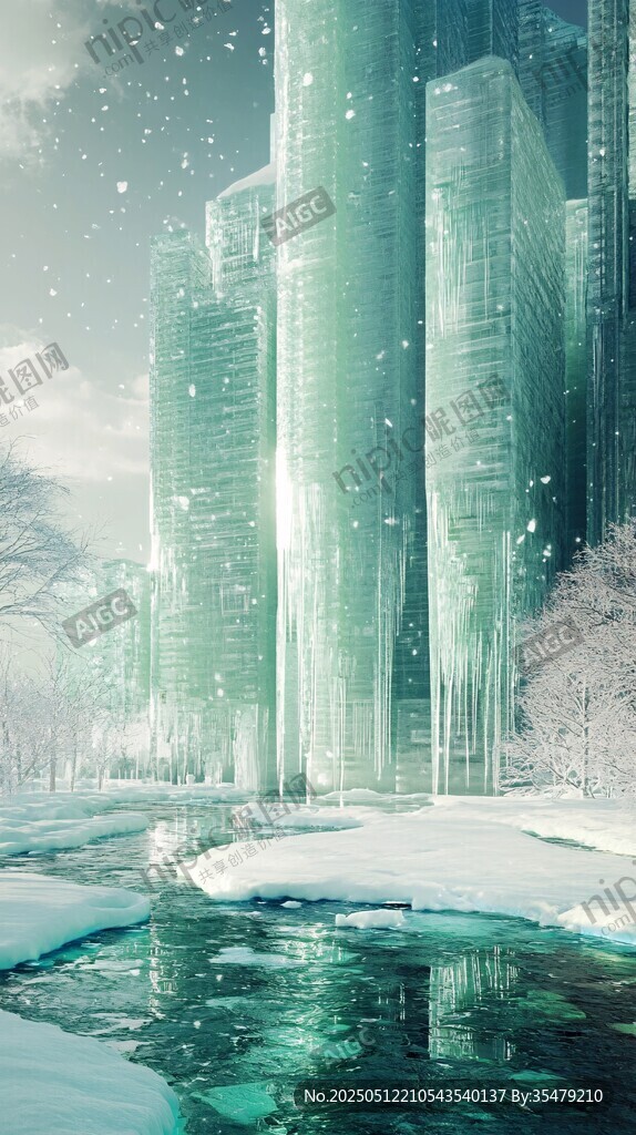 冰雪覆蓋的未來(lái)都市景觀
