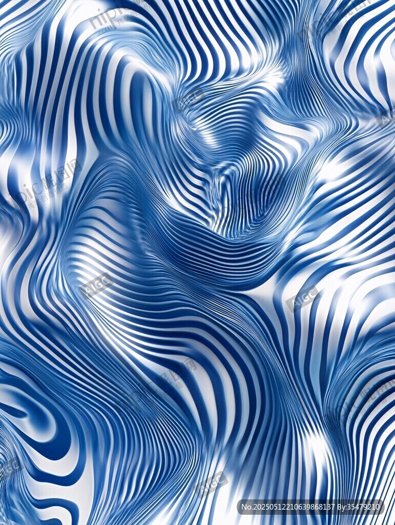 藍白波紋抽象動感圖案