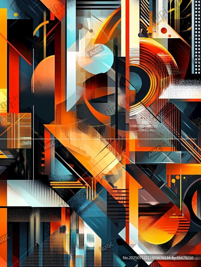 幾何抽象藝術風格插畫