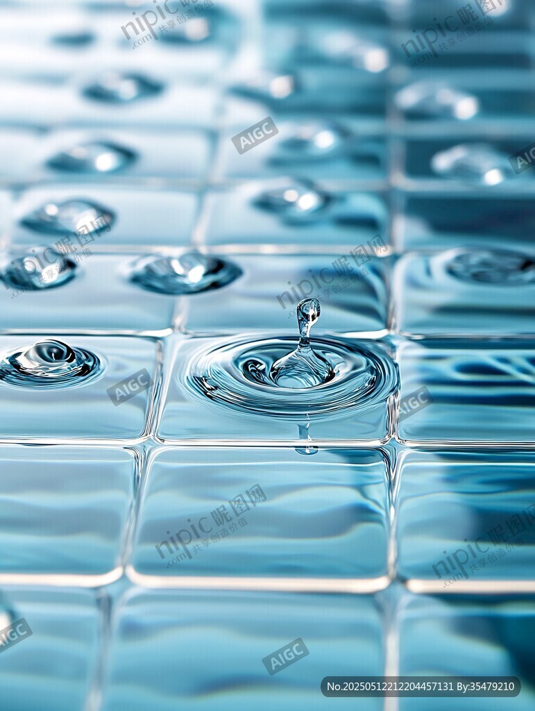 水滴落于瓷磚泛起漣漪