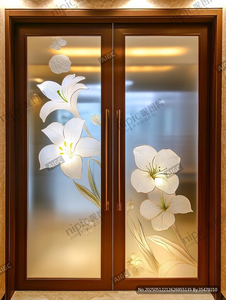 雕花玻璃雙開門