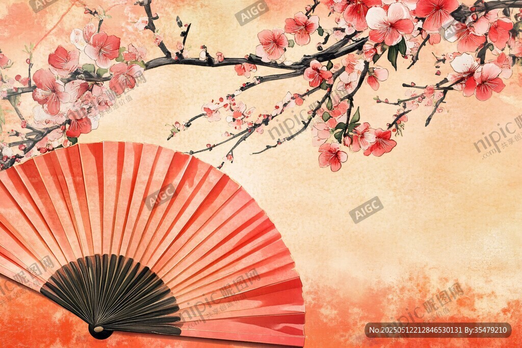 折扇與繁花的東方韻致