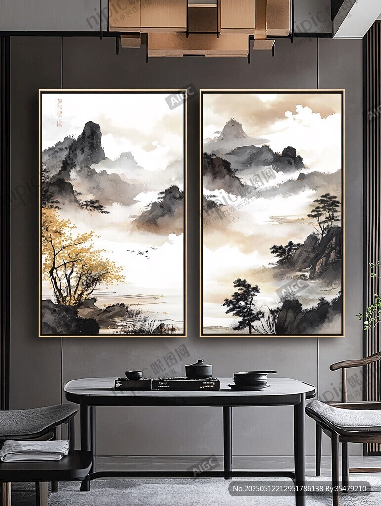 中式山水掛畫 雅致客廳風(fēng)