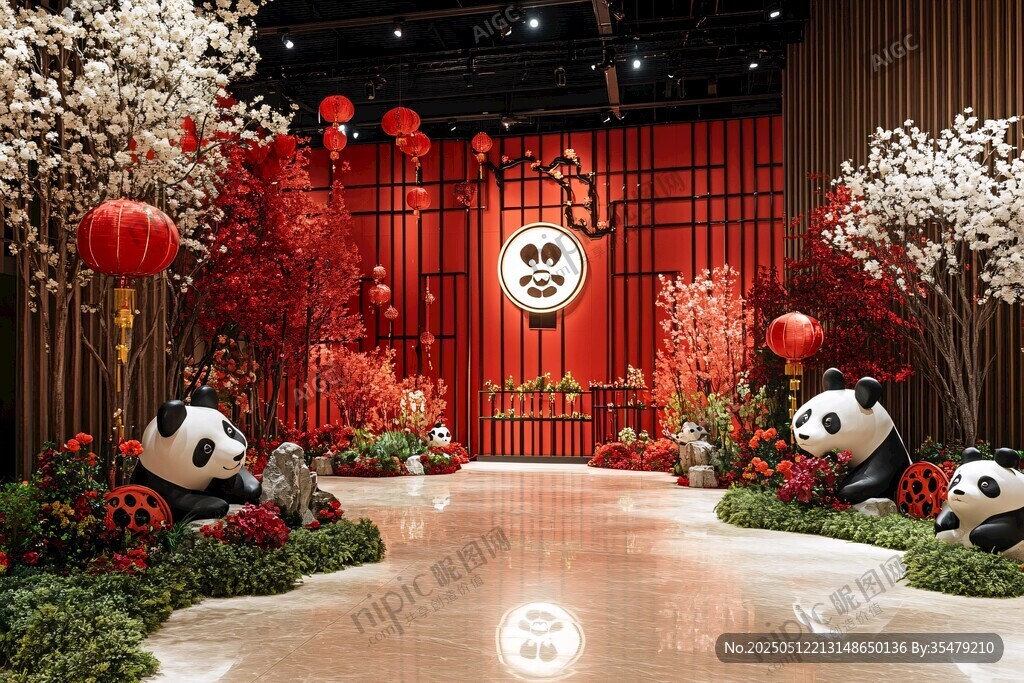 中式熊貓主題婚禮浪漫場(chǎng)景