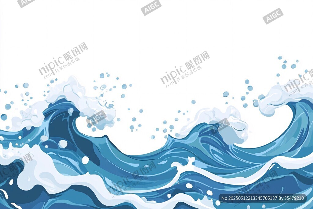 藍色海浪插畫