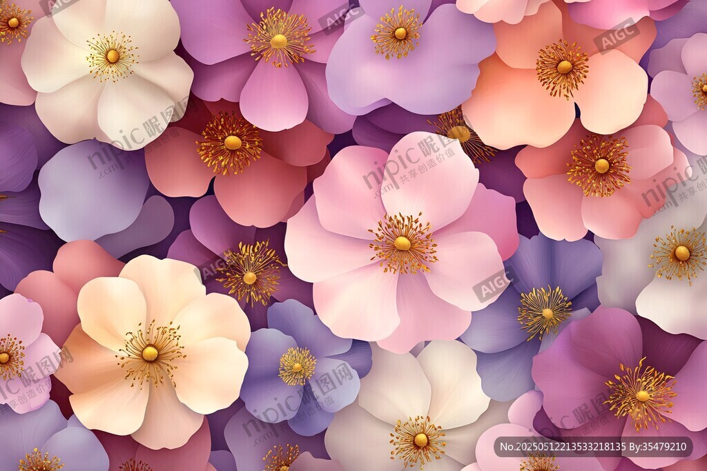 梦幻多彩花卉图案背景 梦幻多彩花卉图案背景