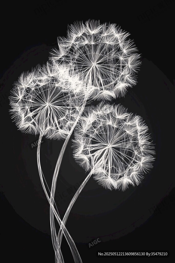 黑白蒲公英 夢幻輕盈之美