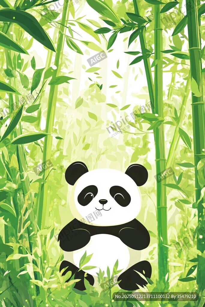 竹林中的可愛熊貓