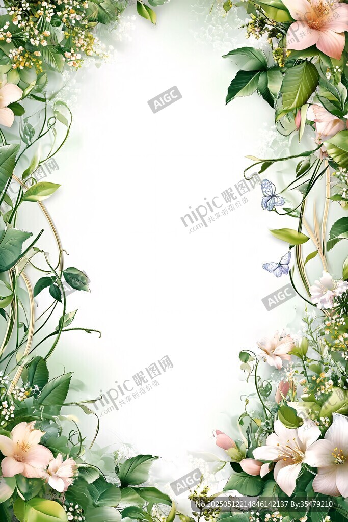 花卉藤蔓邊框背景圖