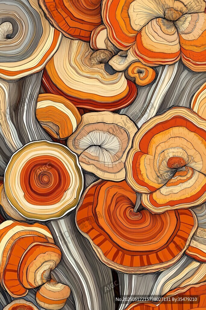 多彩蘑菇圖案紋理插畫
