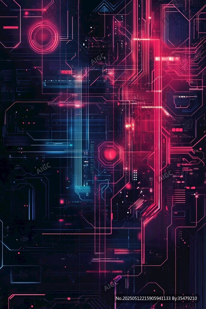 科技感霓虹電路抽象背景圖