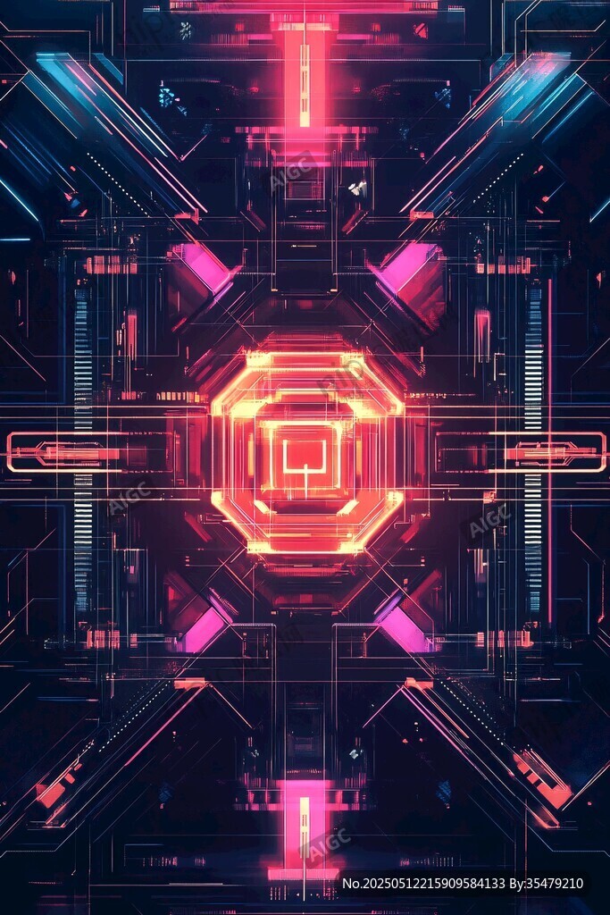 未來感科技霓虹電路圖案