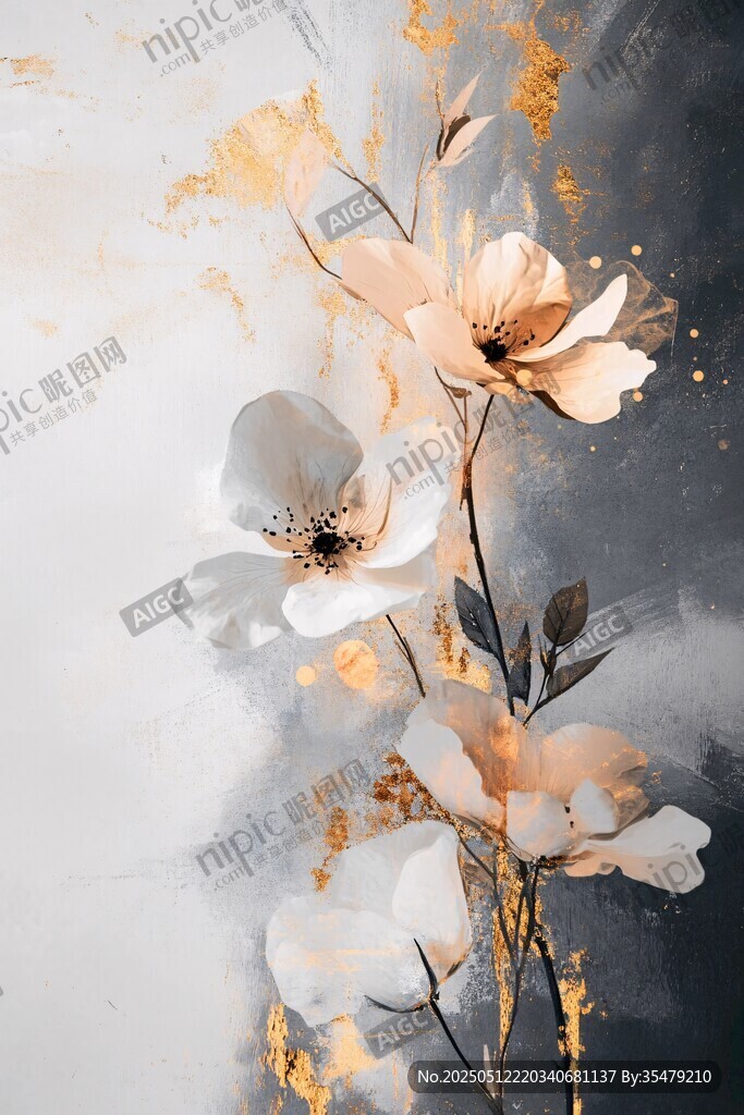 水墨風(fēng)花卉藝術(shù)插畫