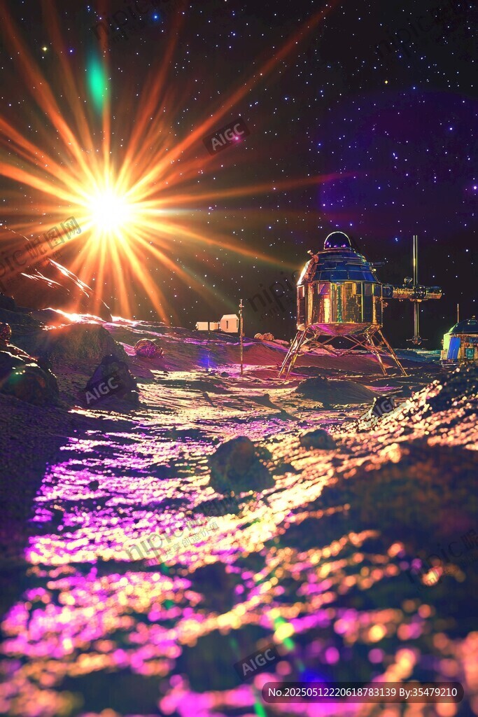 夢幻月球場景與航天設備