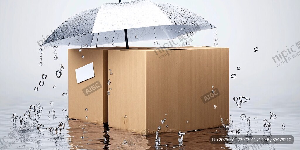 雨傘下的紙箱 雨中防護(hù)