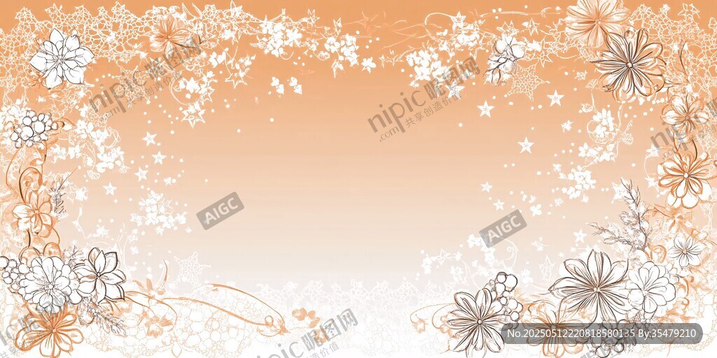 橙色花卉夢(mèng)幻背景圖