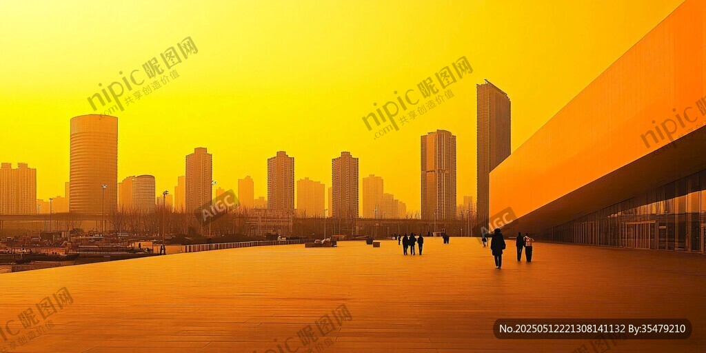 黃昏下的城市漫步場景