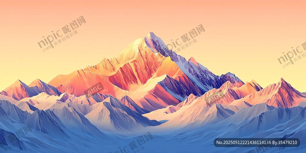 壯麗雪山日出美景