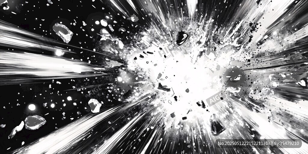 黑白爆炸特效畫面