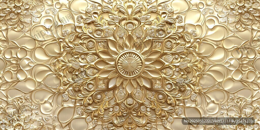 金色華麗浮雕花紋背景圖