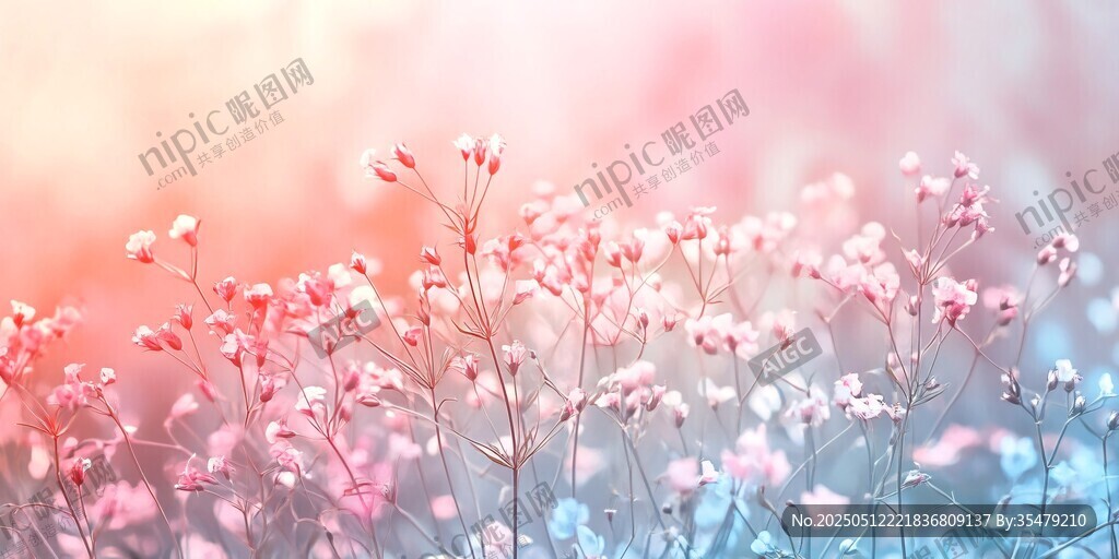 夢幻粉藍花卉浪漫景致