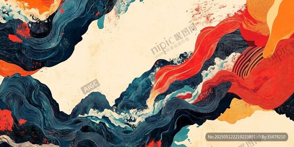 水墨風(fēng)流動(dòng)色彩藝術(shù)圖案