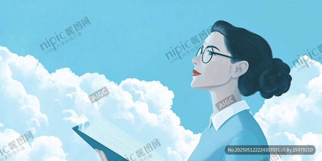 云端持卷的知性女士
