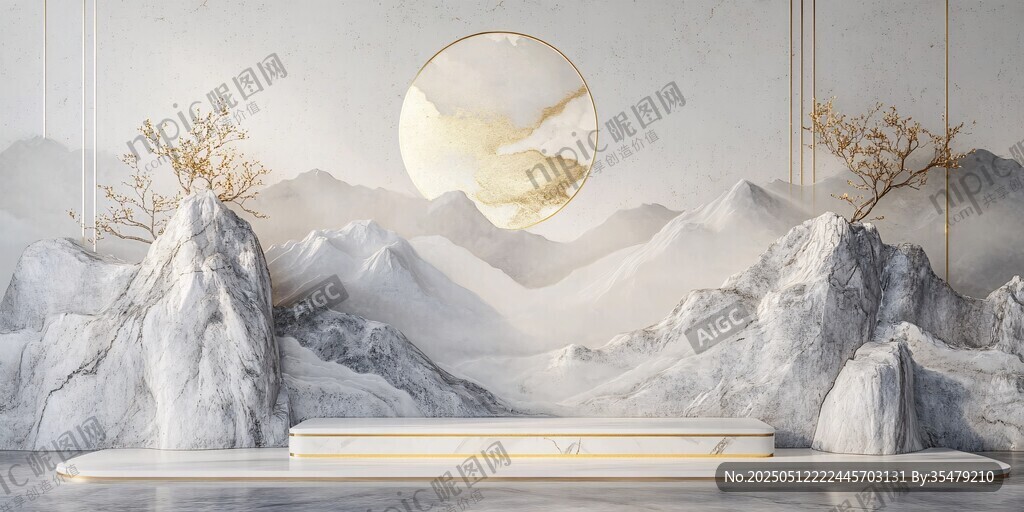 新中式山水意境裝飾場景