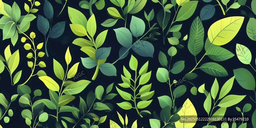 綠葉繁茂的清新植物圖案
