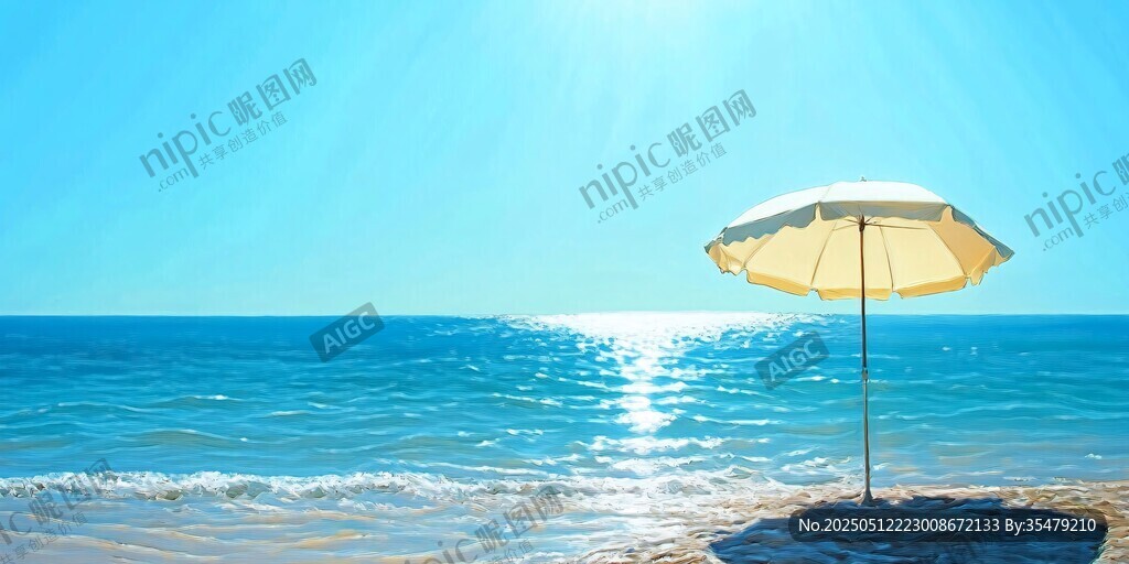 海灘遮陽傘下的愜意時光