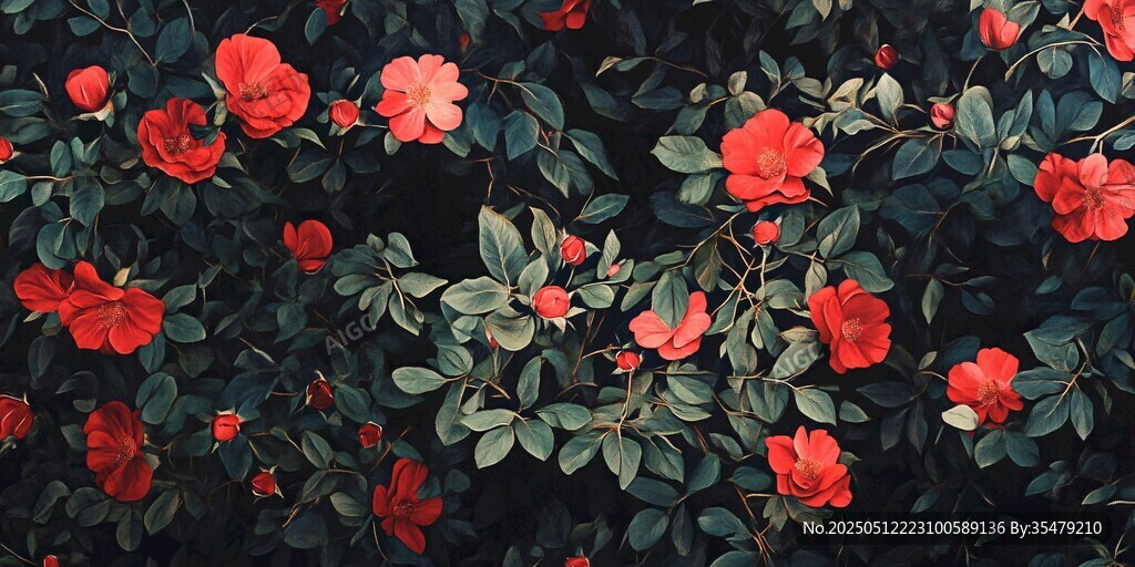 紅花朵朵綻綠葉間