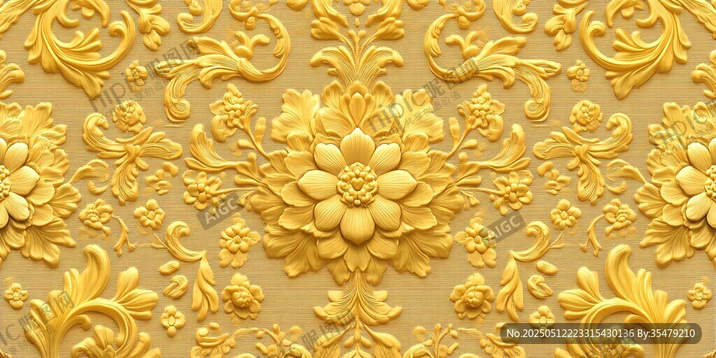 金色奢華花卉浮雕紋理圖案