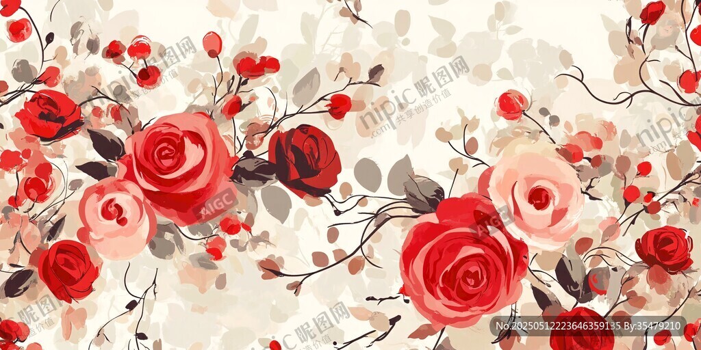 浪漫花卉圖案背景圖