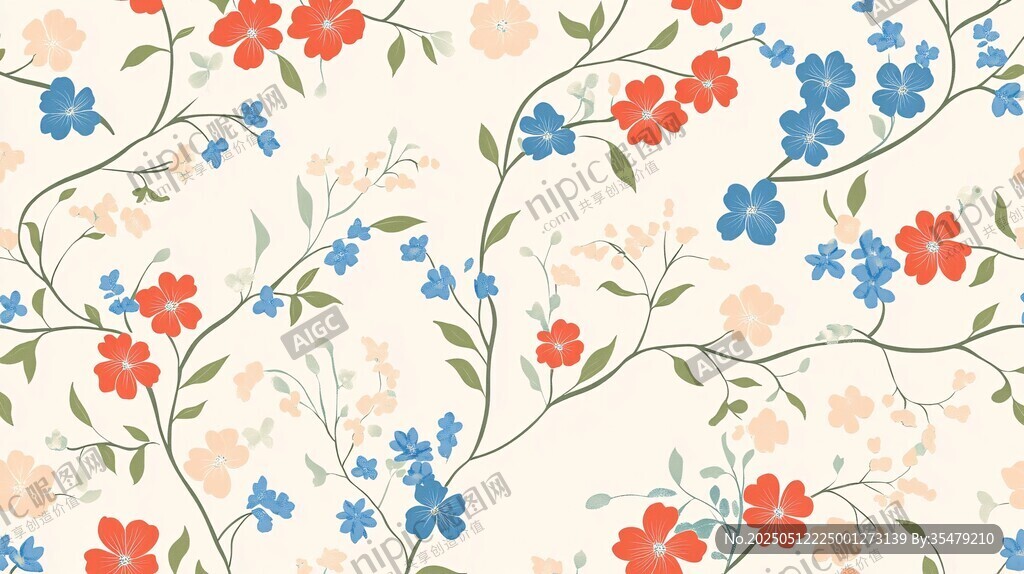 清新花卉無縫圖案背景