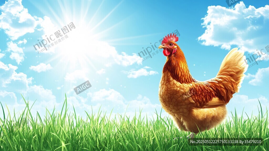 陽光下的草地公雞