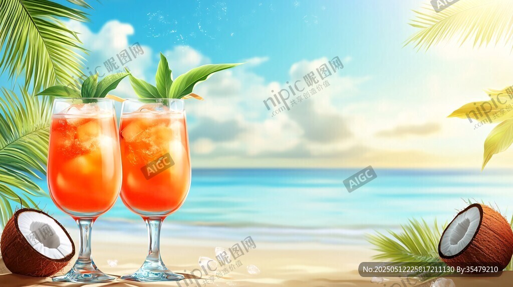 海灘上的美味熱帶雞尾酒