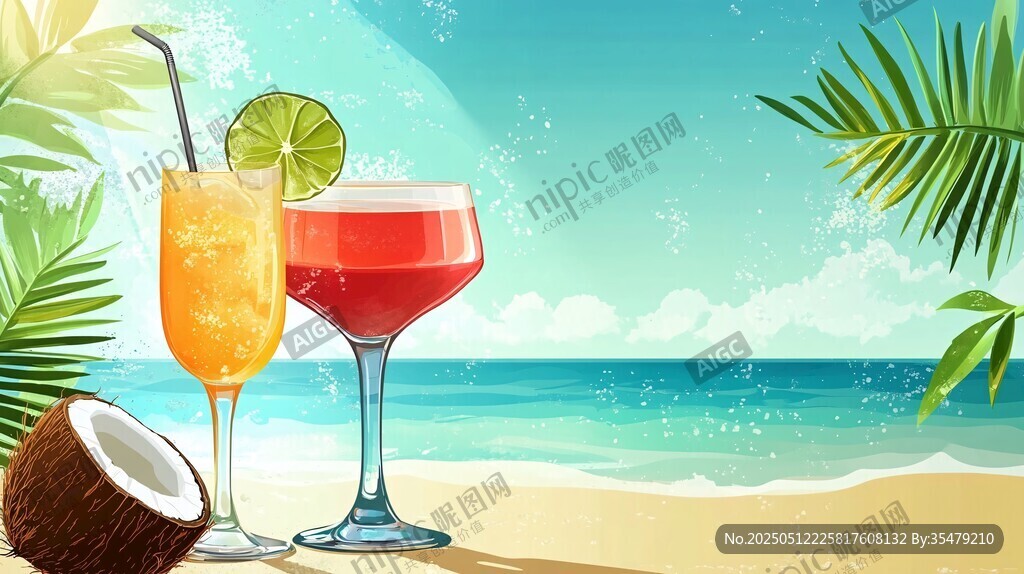 海灘上的美味熱帶雞尾酒