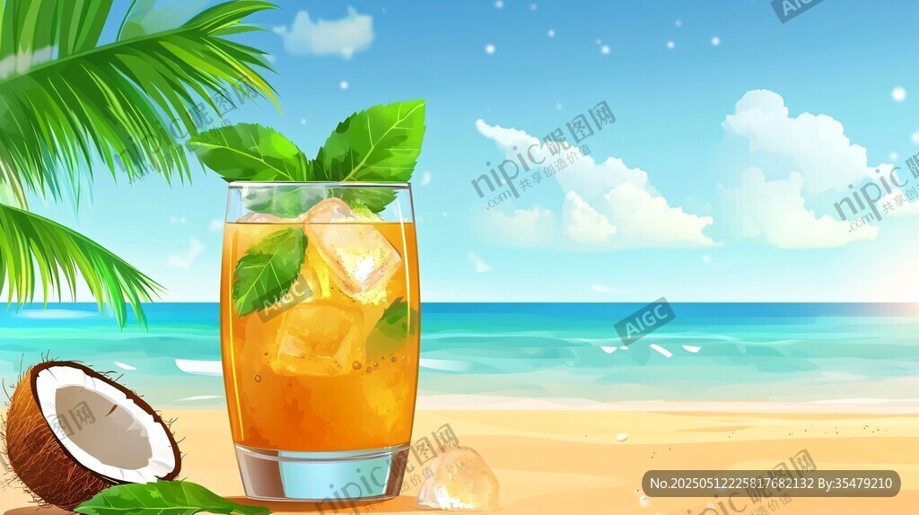 夏日海灘冰飲