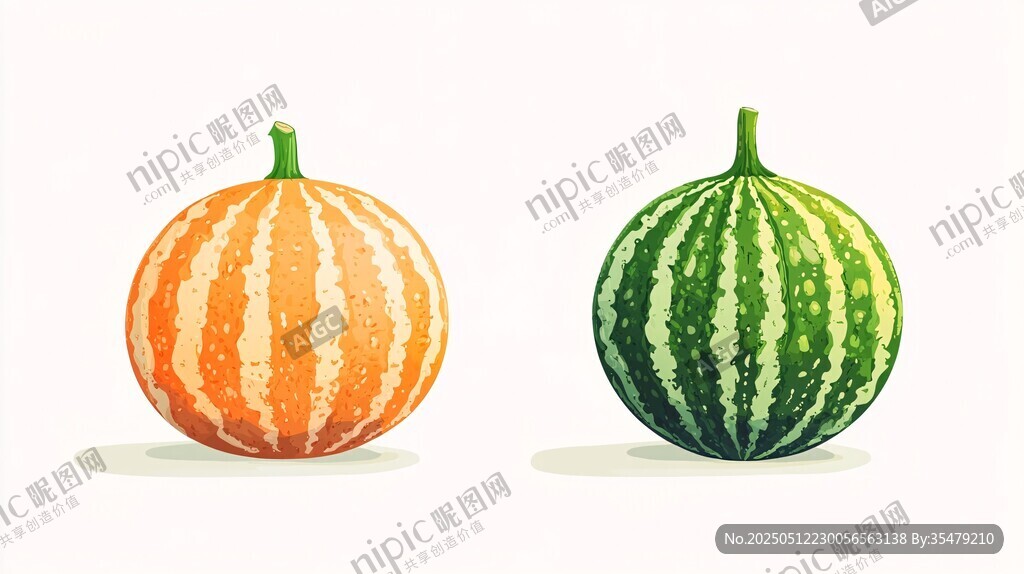兩個(gè)多彩南瓜插畫(huà)圖