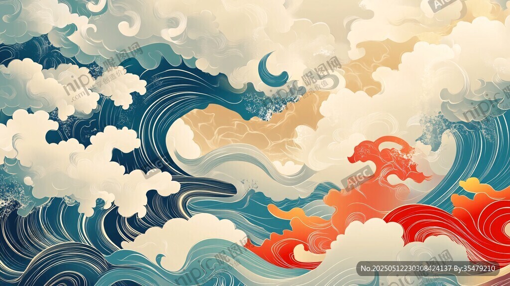海浪云涌 奇幻東方意象