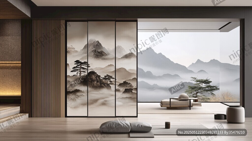 中式禪意客廳 山水屏風(fēng)之美