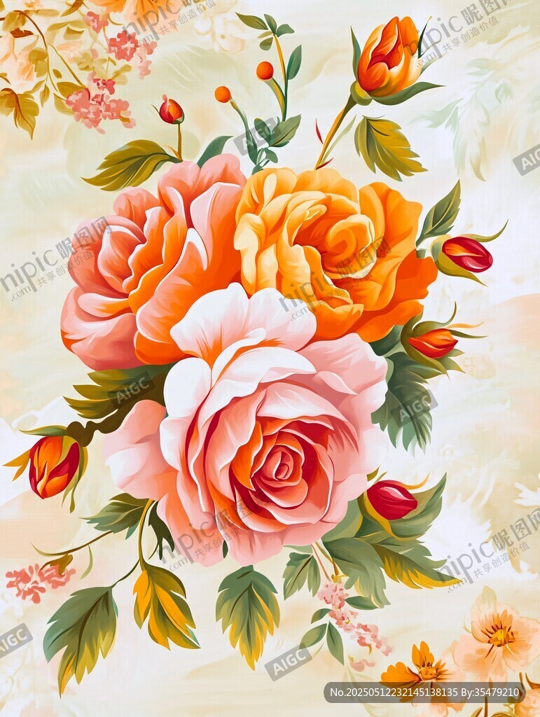 繽紛艷麗花卉插畫作品